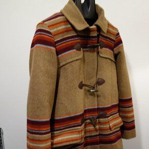 Ladies Pendleton Wool Coat with Leather Trim - Sm